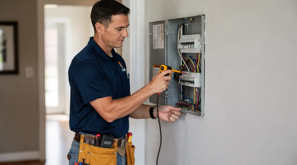 Generator installation offers backup power solutions for homes facing repeated outages.; Whole-home surge protection helps
