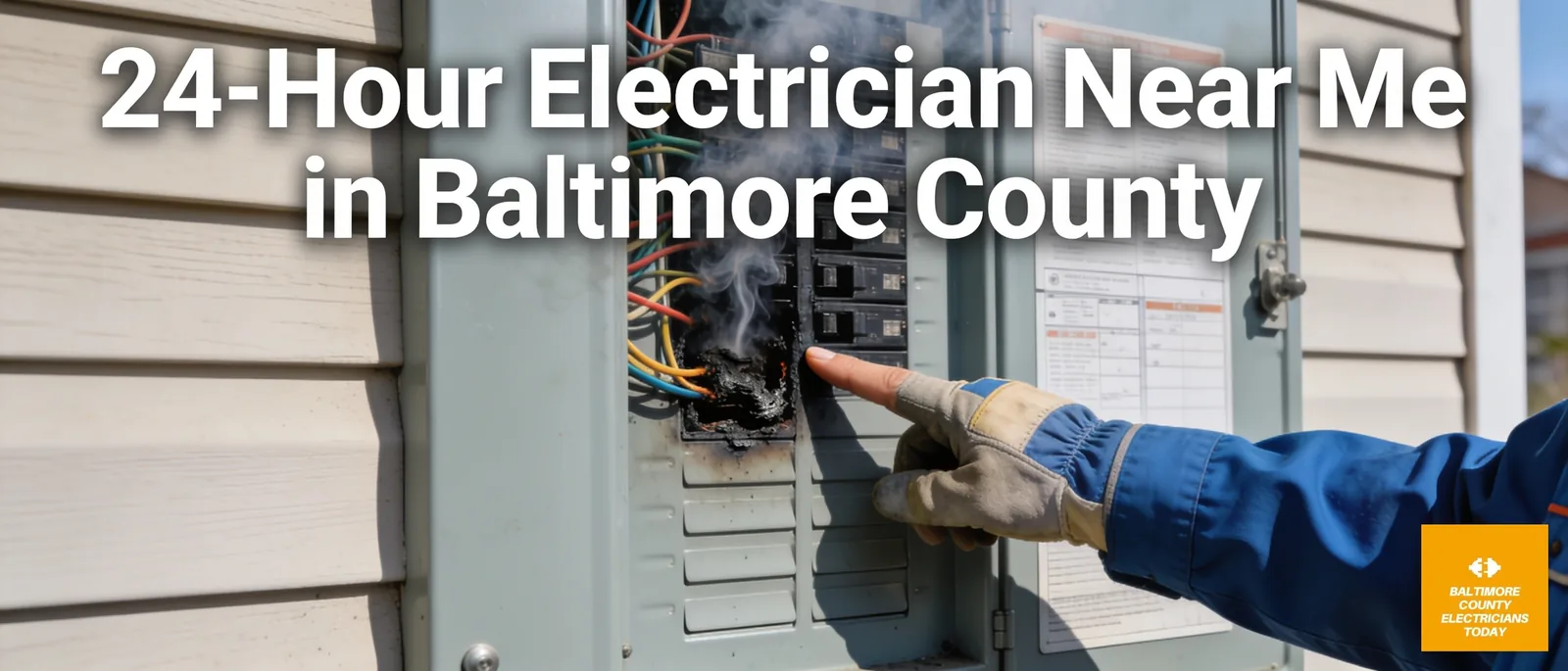 The brand offers around-the-clock emergency electrical help, day or night, throughout Baltimore County.; Sparking outlets