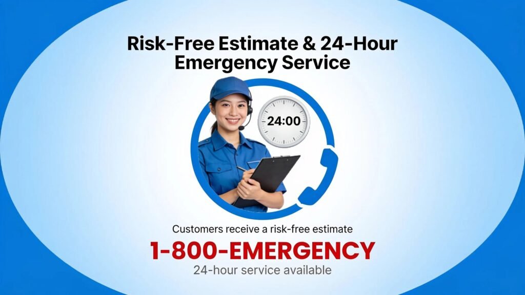 Customers receive a risk-free estimate and can request 24-hour service by calling the emergency helpline