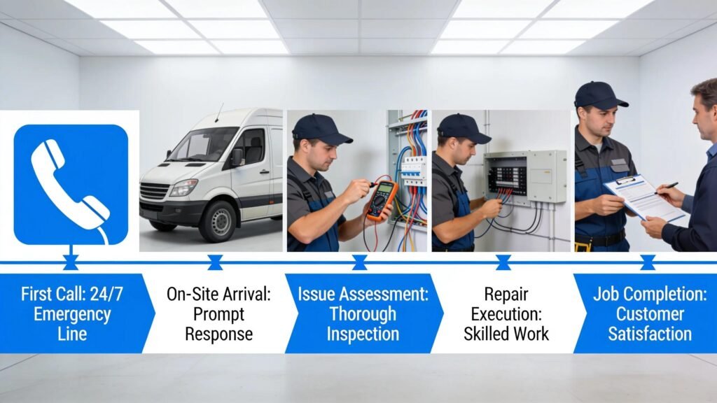 Professional electricians aim for emergency repairs to run smoothly from the first call through completion
