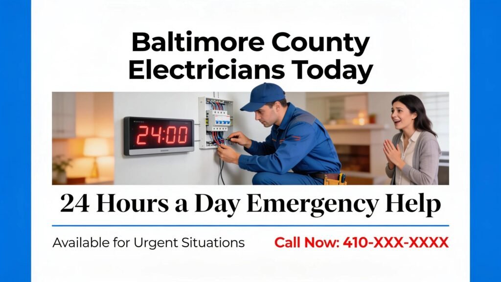 Baltimore County Electricians Today makes help available 24 hours a day for urgent situations.; Customers